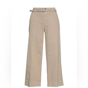 Pinko Khaki Wide-Leg Belted Pants, Size 26, New With Tags